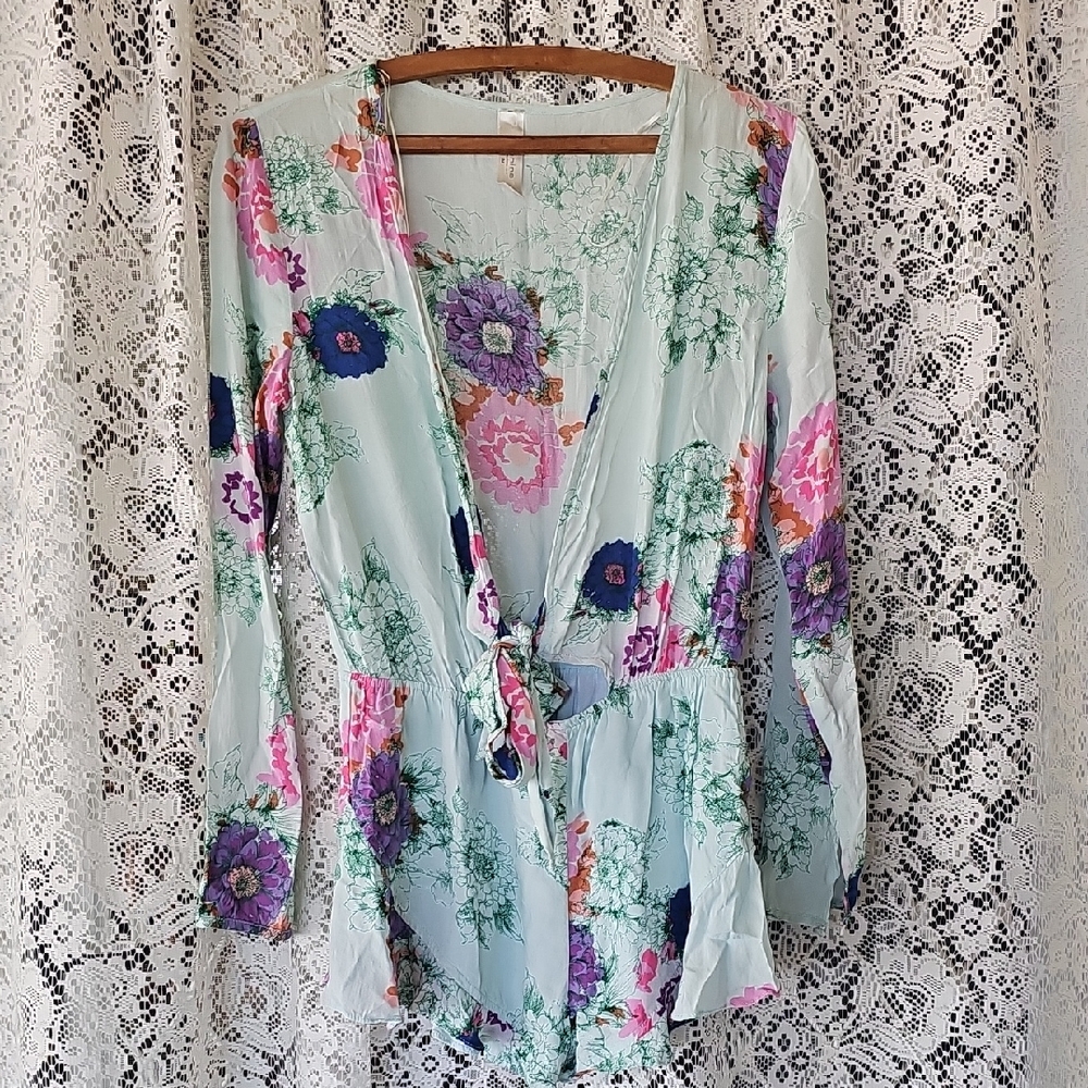 Mahina Floral Long Sleeve Blouse - Pink, Purple, Green